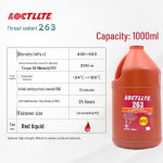 243 Anaeroobne liim: K&otilde;rge temperatuuri ja &otilde;likindel keermelukitse hermeetik (222, 242, 262, 270, 272) 263-1000ml (Includes two 50ml red bottles)