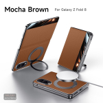 Originaalne luksuslik ehtsast nahast magnetiline &uuml;mbris Samsung Galaxy Z Fol8 Fold 8 jaoks Metallist r&otilde;ngashoidja Klamber Aknavaatega Flip-kaas Galaxy Z Fold 8