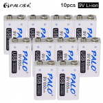 PALO 10PCS 650mAh 9V laetav aku 9V LI-ION aku mikrofonile valge