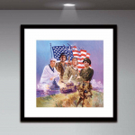 Teemanttikandid portree ristpistes t&auml;isteemantmosaiigist lipu s&otilde;durid isetegemise teemantmaal 30x30CM