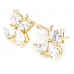 Les Tr&eacute;sors De Lily [B3026] - Kullatud k&otilde;rvar&otilde;ngad  Honeysuckle  Kuldne valge - 11x12 mm valge