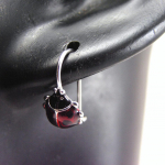 Les Tr&eacute;sors De Lily [F6224] - Dormeuses Argent 'Coccinelle' Rouge Noir (rhodi&eacute;) - 8x7 mm punane