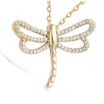 Les Tr&eacute;sors De Lily [K9524] - Pendentif Plaqu&eacute; Or 'Libellule' blanc dor&eacute; - 24x20 mm kuld
