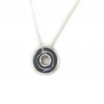 Les Tr&eacute;sors De Lily [M8834] - Collier acier 'Zen' noir argent&eacute; - 24 mm h&otilde;be