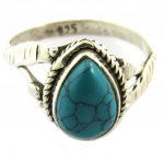 Bague Argent 'Heaven' turquoise - 12x9 mm 50 t&uuml;rkiissinine
