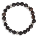 Les Tr&eacute;sors De Lily [R0670] - Bracelet acier 'Min&eacute;ralia' noir ray&eacute; (agate) - 8 mm must