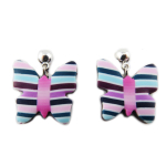 Les Tr&eacute;sors De Lily [R1202] - K&auml;sitsi valmistatud k&otilde;rvar&otilde;ngad 'Colombine & Harlequin' lillad (liblikad) - 15x15 mm lilla