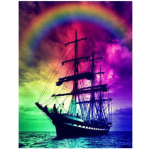 T&auml;ielik 5D-tehtud teemantmaal, maastik, purjepaadi tikandid, ristpistes kodukaunistus k&auml;sitsi valmistatud kingitus 25x30cm