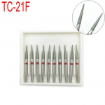10pcs 1.6mm Dental High Speed Burs for High Speed Handpiece TurbineDiamond Polishing Tooth Preparation bur TC-21F