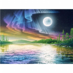 5D Teemantmaal Aurora ja Kuu Teemanttikandid Ristpistes Kodukaunistused K&auml;sitsi valmistatud kingitused Round 20x30cm