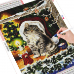 T&auml;isruudukujuline teemantmaaling kassi ristpistega uustulnuk teemantmosaiik j&otilde;ululoomade kivikivikomplekt, k&auml;sitsi valmistatud kingitus Full Round (20X30CM)