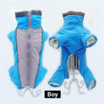 Praktiline jope paks kombinesoon koeramantel lumekost&uuml;&uuml;m lemmiklooma kutsikas koera riided kapuuts fliis talvine helkur soe Size:16(Boy) sinine