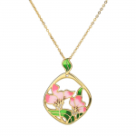 Klassikaline kaelakee naistele Roosad Lilled Elegantne Ripats Kaelakee Roosa Epoxy Enamel Naiste Ehted Elegantne kampsun kett 45cm roosa