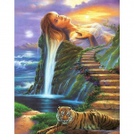 5D DIY Teemantmaal Maastik Naine Teemanttikandid Teemantmosaiik K&auml;sitsi valmistatud Kunstpilt Kodukaunistus K&auml;sit&ouml;&ouml;kingitus Full Round 20x30CM