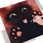 HUACAN 5D Teemanttikandid Must Kassi Ristpiste Teemanttikandid Loom t&auml;isruudu puur Pilt kivist kodukaunistusest Full Square 20*30 cm