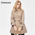 Cinemore 2021 naiste Trench-mantel kevad-s&uuml;gis kaherealine rev&auml;&auml;rkrae rihm Moodne elegantne mantel, pikk tuulejope 9025 S roheline