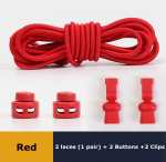 Ilma lipsuta kingapaelteta &uuml;mmargused elastsed kingapaelad plastikust kl&otilde;psuga lukk sobib k&otilde;ikidele kingadele T&auml;iskasvanud lapsed k&otilde;ndimine sport laisk pits T1-2-100cm-red