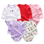 Kiddiezoom 5-osaline Beebi Body Pikkade Varrukatega Puuvillane Baby Boy T&uuml;drukute Riided Vasts&uuml;ndinutele Imikuriided 3M red