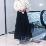 Qooth elastne v&ouml;&ouml;koht 3 kihti v&otilde;rgust pikk t&uuml;ll seelik Kevad s&uuml;gis Elegantne k&otilde;rge v&ouml;&ouml;kohaga pallikleit marli Tutu seelik QT2001 S must