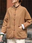 Johnature naiste hiina stiilis linased pargid, pikkade varrukatega n&ouml;&ouml;biga &uuml;hev&auml;rvilised mantlid, talvised vintage, soojad naiste pargid One Size khaki
