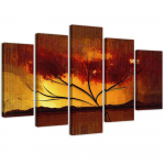 Viieosalise pildiga l&otilde;uendiprint Aafrika puu 100x70 pruun