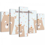 Viieosalise pildil&otilde;uendi prindiga LASTE Teddy Bears 100x70 sinine