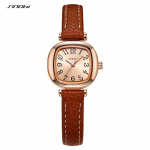 SINOBI elegantsed naiste k&auml;ekellad originaalse disainiga, v&auml;ikese numbrilauaga naiste kvartsk&auml;ekellad, moodne nahast rihmaga kell Reloj Mujer pruun