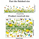 DIY liblikas karikakra lilled muru umbrohu seinakleebised Vin&uuml;&uuml;l seinamaali kleebised kodukaunistus eemaldatavad v&ouml;&ouml;joone p&otilde;randaliistu kleebised Large kollane