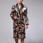(SU)Meeste Simulation Silk Print Plus Size pidžaama pesu hommikumantel hommikumantel XXL must