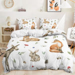 3D valge taustaga loomade voodipesukomplekt, tavaline suletekk ja padjap&uuml;&uuml;r, k&otilde;rglahutusega digitaalprintimine, t&auml;issuuruses kodukaunistus Baby 100x135cm