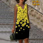 Naiste V kaelusega suvine ilus ja v&auml;rske Changchuni lilledega prinditud kleit vabaaja varrukateta mood vabaaja vabad seksikad kleidid, suur suurus XS-8XL XS sinine