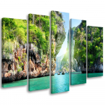 Viieosalise pildiga l&otilde;uendiprint Tropical Beach 100x70 roheline