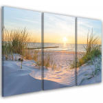 Kolmeosalise pildiga l&otilde;uenditr&uuml;kk Beach Sea Dunes Sunset 60x40 beež