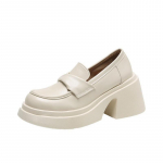 Naiste kingad Bowtie Loafers Platvorm kontsad lakknahast naiste k&otilde;rged kontsad libisemine jalatsid Terava nina paks konts 38 beež