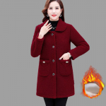 Keskealised eakad naised Palus paksendatud lambavillast mantel Ema ka&scaron;miir Keskmine pikk granuleeritud talv 4XL punane