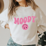Moody Smiley dressipluus Happy Face Pullovers Preppy riided Laineline naeratus Higised Naiste vabaaja puuvillane vintage top S valge