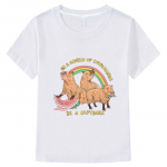 Capybara Cartoon T-s&auml;rk 100 puuvillane Anime T-s&auml;rk vabaaja l&uuml;hikesed topid poiste t&uuml;drukute riided y2k laste riided Suvised laste riided 100 valge