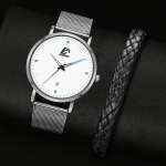 2 tk meeste roostevabast terasest k&auml;ekella ja nahast k&auml;ev&otilde;ru komplekt vabaaja kootud k&auml;ev&otilde;ru sinine/h&otilde;be