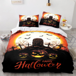 3D Halloweeni Voodipesu Komplekt Terrorist Vaimuga Tekikott Padjap&uuml;&uuml;r 2/3 Laste Toa Kodutekstiil Puhkusekingitus Baby 100x135cm black