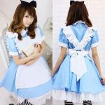 Naiste Sinine Roosa Alice Lolita Kleit Prantsuse neiu kost&uuml;&uuml;mid Anime Kost&uuml;&uuml;mid Cosplay Party M