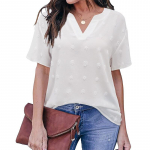 Suver&otilde;ivad V-kaelusega topid Elegantsed kontoris Lady Flare l&uuml;hikeste varrukatega valge s&auml;rk Fashion Dot Sifonki pluus Naiste Blusas 24729 S roheline