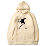 Naljakas Unisex Lilleviskaja Banksy Panda Relvad Linnakunstiga Hupparid Naiste Unisex Hupparid Dressipluus Hipster Harajuku Retro Kapuutsiga Huppar S beige