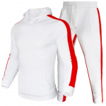 S&uuml;gistalvine spordidress Meeste Tasku triibuline kapuutsiga 2-osalised komplektid Meeste varustus &Uuml;likond Meeste Fliis Sport-Hoodie Dressip&uuml;ksid Kaheosalised komplektid S valge