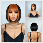 ALAN EATON Tumepruunid segatud punased s&uuml;nteetilised parukad tukkidega Sirge parukas Pika kihiline parukas Cosplay kuumakindel kiust parukas