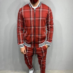 Meeste 3D-ruuduline spordi&uuml;likond H&auml;rrasmeeste komplektid Jope Meeste Komplekt Spordidress Fitness Mood T&otilde;mblukk 2 osa Meeste Komplektid Spordir&otilde;ivad Meeste &uuml;likond XL