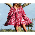 Suvine naiste kleit Moodsad suured &otilde;ued, lahtised rihmad, isikup&auml;rastatud kirjanduslikud retro-Euroopa ja Ameerika stiilis tr&uuml;kitud kleidid S punane