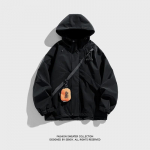 Meeste kevad- ja s&uuml;gise uus lahtine matkajope tuulekindel v&auml;limine kapuutsiga tuulejope S must