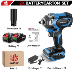 ONEVAN 1200N.M harjadeta elektriline l&ouml;&ouml;kmutriv&otilde;ti 3 funktsiooniga 1/2-tolline akukruvikeeraja elektriline trell Makita 18 V aku jaoks 2 Battery Set