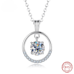 D v&auml;rvi 1-karaadine moissanite teemant tantsiv ripats kaelakee 925 sterling h&otilde;be peen ehe naistele kingitus
