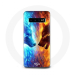 &Uuml;mbris Samsung Galaxy s10 plus Ice and Fire Wolf jaoks